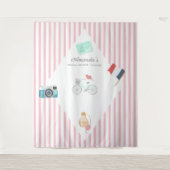 パリをテーマにしたブライダルシャワーフォトブース タペストリー (正面)