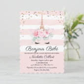 パリをテーマにしたユニコーンフローラベビーシャワー招待状 招待状 (スタンド正面)