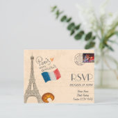 パリをテーマにした写真付き結婚式出欠確認招待状 ポストカード (スタンド正面)