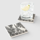 パリをテーマにした白黒コースター ストーンコースター (横)