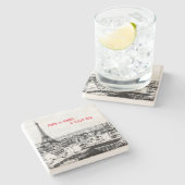 パリをテーマにした白黒コースター ストーンコースター (横)