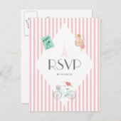 パリをテーマにした結婚式RSVP インビテーションポストカード (正面/裏面)