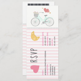 パリをテーマ結婚にしたチケットRSVP招待状 招待状