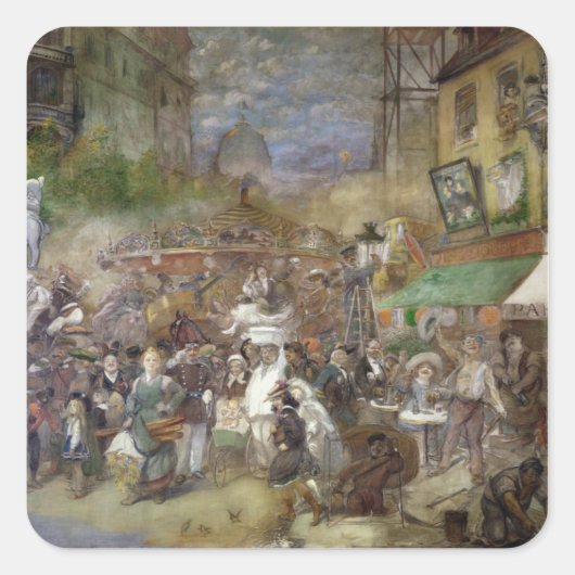 パリを描いた装飾パネル スクエアシール (正面)