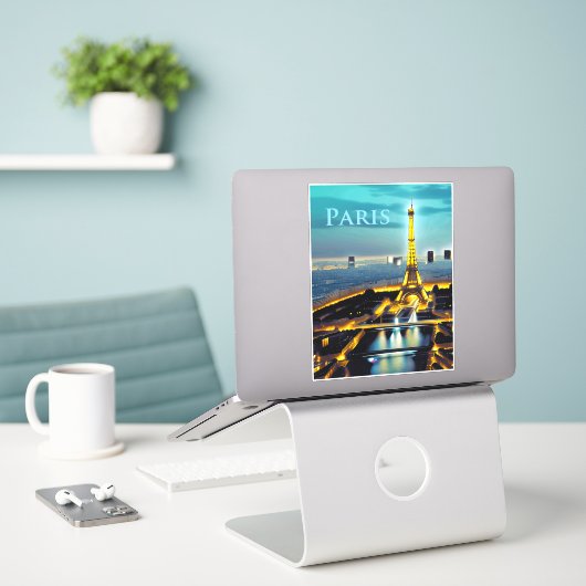 パリアンダーアザターコイズブルートワイライトスカイ シール (デスク上のノートパソコン)