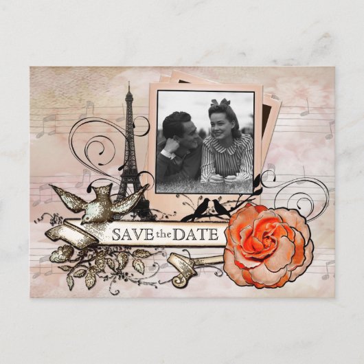 パリアンティークテーマカスタムフォト葉書 案内ポストカード (正面)