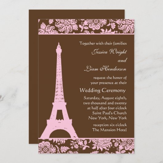 パリアンドチョコレート結婚式招待状 招待状 (正面/裏面)