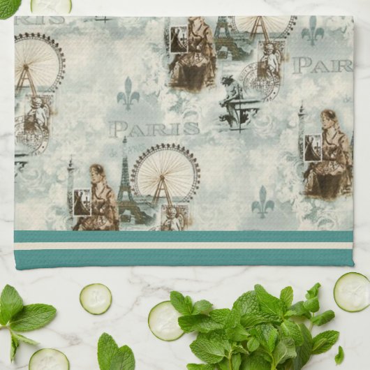 パリインブルータオル キッチンタオル (折り畳み)