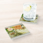 パリイン春かわいらしヴィンテージ ガラスコースター (アングル)