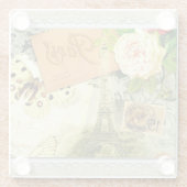 パリイン春かわいらしヴィンテージ ガラスコースター (裏面)