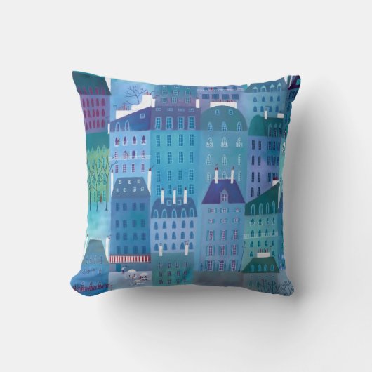パリイン春モダンシティスケープ絵画ズ クッション (正面)