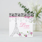 パリウェディングイジェンドピンクローゼスシルバー白黒 招待状 (スタンド正面)