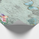 パリエッフェルのタワー花花柄ヴィンテージバラ ラッピングペーパー (角)