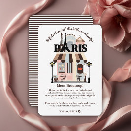 パリエッフェルインラブフランスのカフェベビーシャワー サンキューカード