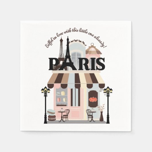 パリエッフェルインラブフランスのカフェベビーシャワー スタンダードカクテルナプキン (正面)