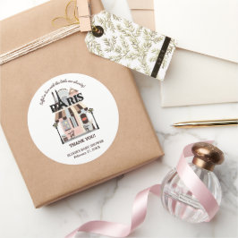 パリエッフェルインラブフランスのカフェベビーシャワー ラウンドシール