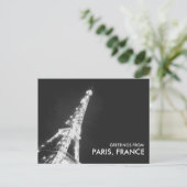 パリエッフェルタワーからのブラック&ホワイトの挨拶 ポストカード (スタンド正面)