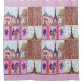 パリエッフェルタワーインスパイアポンティリスムコラージュ シャワーカーテン (正面)