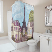 パリエッフェルタワーインスパイアランドスケープアート シャワーカーテン (インサイチュ)