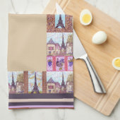 パリエッフェルタワーインスパイア縁どキッチンタオル キッチンタオル (四つ折り)