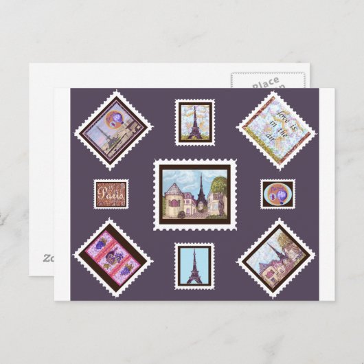 パリエッフェルタワーインスパイア郵便葉書 ポストカード (正面/裏面)