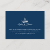 パリエッフェルタワーウォーターカラーフローラネイビー結婚ズ エンクロージャーカード (正面)