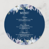パリエッフェルタワーウォーターカラーフローラネイビー結婚ズ メニュー (正面)