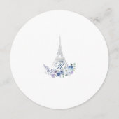 パリエッフェルタワーウォーターカラーフローラネイビー結婚ズ メニュー (裏面)