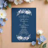 パリエッフェルタワーウォーターカラーフローラネイビー結婚ズ 招待状