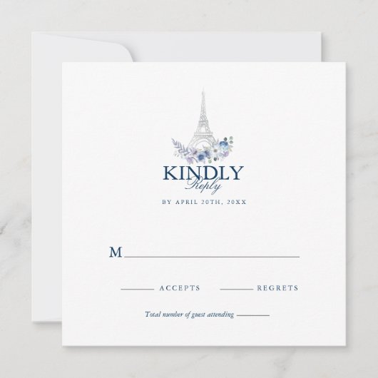 パリエッフェルタワーウォーターカラーフローラホワイト結婚ズ (正面)