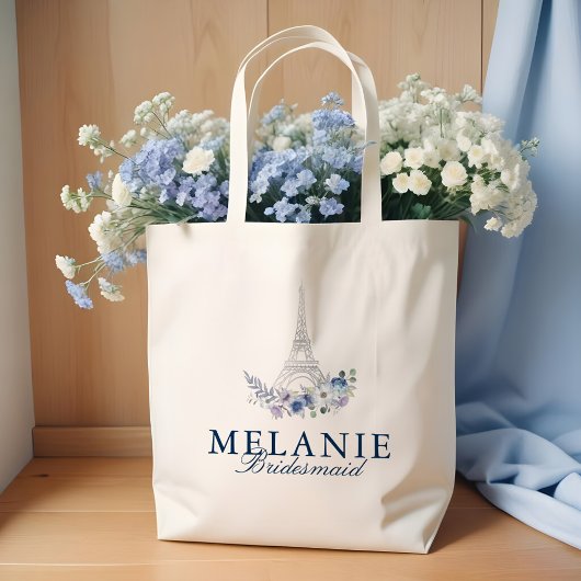 パリエッフェルタワーウォーターカラーフローラホワイト結婚ズ トートバッグ