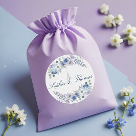 パリエッフェルタワーウォーターカラーフローラホワイト結婚ズ ラウンドシール