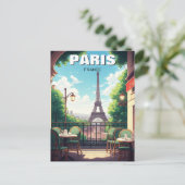 パリエッフェルタワーカフェポストカード ポストカード (スタンド正面)