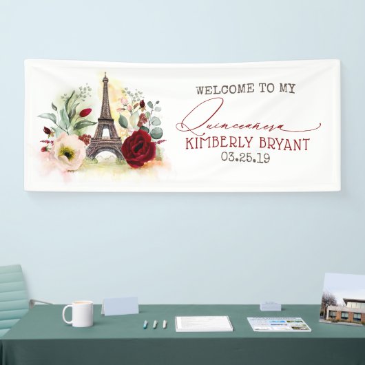 パリエッフェルタワーキンセアニェラ15誕生日 横断幕 (トレードショー)