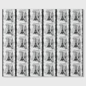 パリエッフェルタワーコラージュ白黒 ラッピングペーパー (フラット)