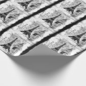 パリエッフェルタワーコラージュ白黒 ラッピングペーパー (角)