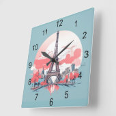 パリエッフェルタワーデザイン時計 スクエア壁時計 (傾斜)