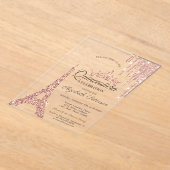 パリエッフェルタワードリップバラ金ゴールドキンセアニラ アクリル招待状 (レイダウン)