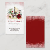 パリエッフェルタワーバラ金ゴールドエレガントグリッター 名刺 (正面/裏面)