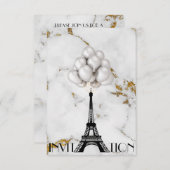 パリエッフェルタワーバルーンマーブル金ゴールド 招待状 (正面/裏面)