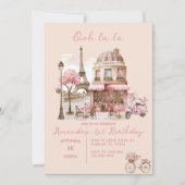パリエッフェルタワーパーティーガール誕生日 招待状 (正面)