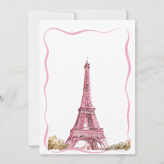 パリエッフェルタワーピンクコケットブライダルシャワー 招待状 (裏面)
