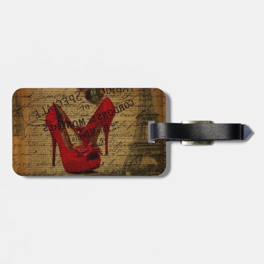 パリエッフェルタワーファッショニスタレッドスティレット ラゲッジタグ (裏面横)