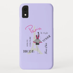 パリエッフェルタワーファッションライトパープル iPhone XRケース