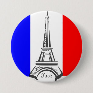パリエッフェルタワーフランスの国旗のボタン 缶バッジ