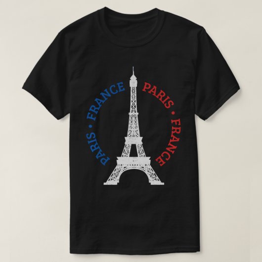 パリエッフェルタワーフランスの国旗の土産Gif Tシャツ (デザイン正面)