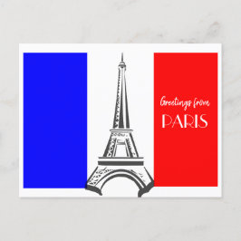 パリエッフェルタワーフランスの国旗 ポストカード