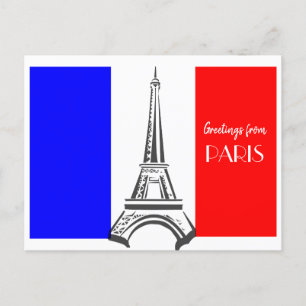 パリエッフェルタワーフランスの国旗 ポストカード