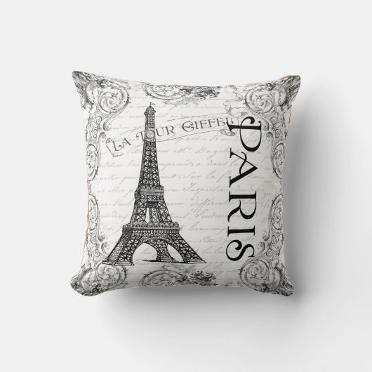 パリエッフェルタワーフランスの巻物 クッション (正面)