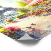 パリエッフェルタワーフランスウォータカラー ポスター (角)